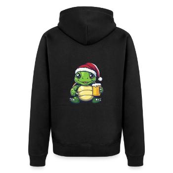 Turtle Beer Xmas Christmas - Unisex Premium Organic Zip Hoodie - black - Back - Nico (187cm)