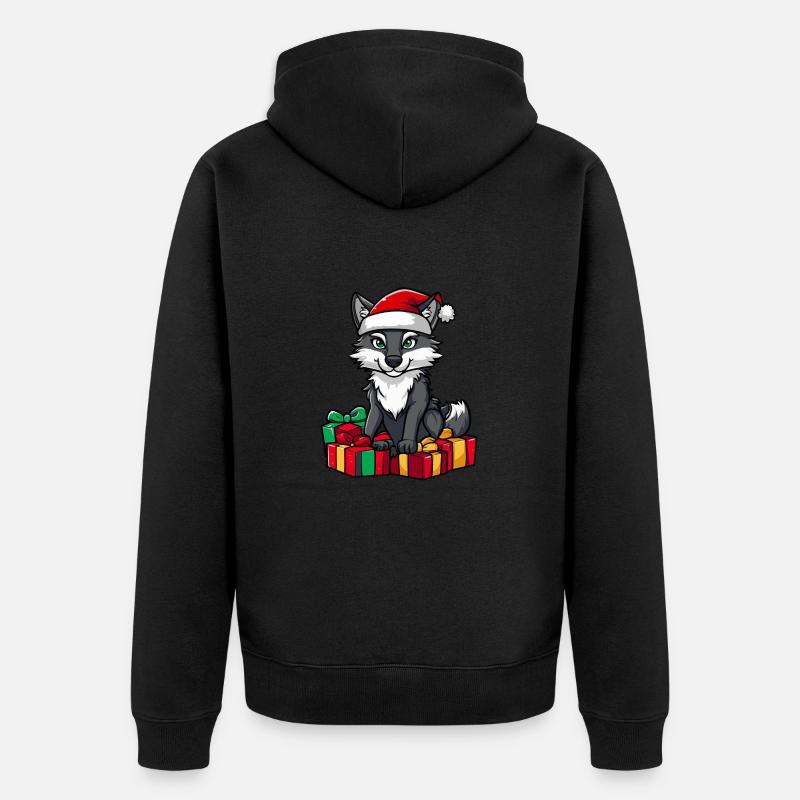 Cadeaux de Noël Loup - Veste à capuche bio Premium Unisexe - noir