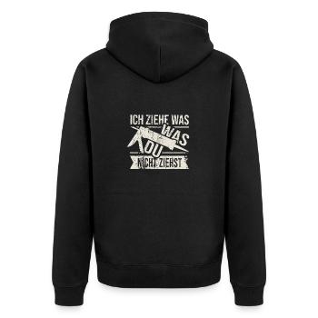 Fließenleger Silikon ziehen Geschenk - Unisex Premium Bio Zip Hoodie - Schwarz - Hinten - Nico (187cm)