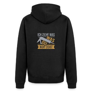 Fensterbauer Silikon ziehen Geschenk - Unisex Premium Bio Zip Hoodie - Schwarz - Hinten - Nico (187cm)