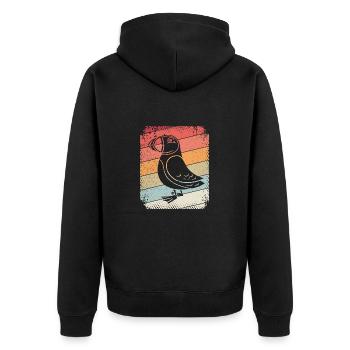 Puffin Papageitaucher Papageientaucher Retro - Unisex Premium Bio Zip Hoodie - Schwarz - Hinten - Nico (187cm)