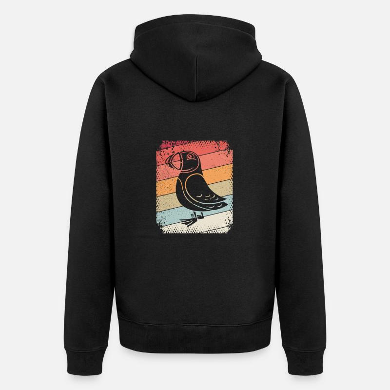 Puffin Papageitaucher Papageientaucher Retro - Veste à capuche bio Premium Unisexe - noir