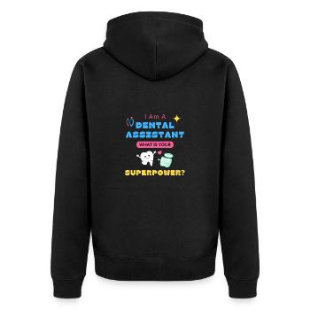 I'm A Dental Assistant What Is Your Superpower? - Unisex Premium Organic Zip Hoodie - black - Back - Nico (187cm)