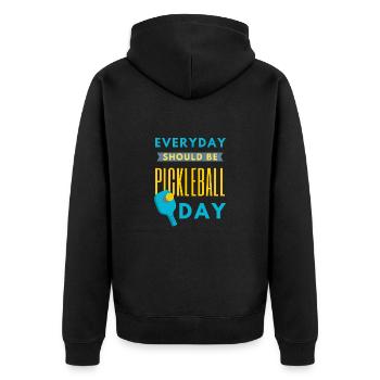 Jeder Tag sollte Pickleball-Tag sein lustiges Zitat - Unisex Premium Bio Zip Hoodie - Schwarz - Hinten - Nico (187cm)