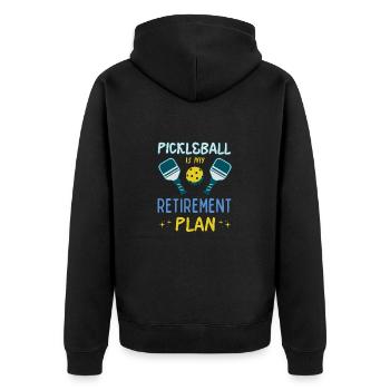 Pickleball ist mein Altersvorsorgeplan Aktiver Ruhestand - Unisex Premium Bio Zip Hoodie - Schwarz - Hinten - Nico (187cm)