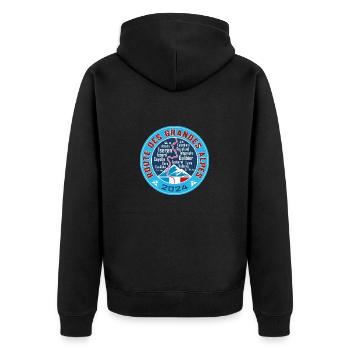 Route des Grandes Alpes V3 | 2024 - Unisex Premium Bio Zip Hoodie - Schwarz - Hinten - Nico (187cm)