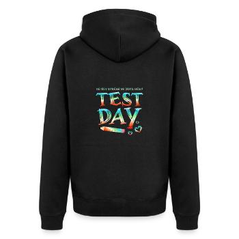 Retro Do Not Stress Do Your Best Test Day Saying - Unisex Premium Organic Zip Hoodie - black - Back - Nico (187cm)