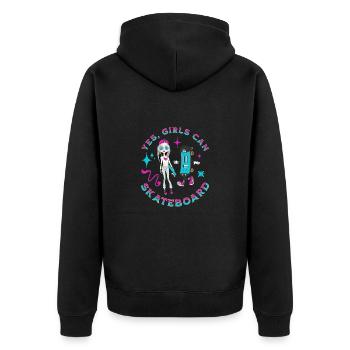 Ja Mädchen können Skateboard Skateboarder Skater Frauen - Unisex Premium Bio Zip Hoodie - Schwarz - Hinten - Nico (187cm)