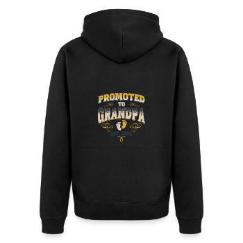 Promoted To Grandpa Est 2025 Cool New Grandfather - Unisex Premium Organic Zip Hoodie - black - Back - Nico (187cm)