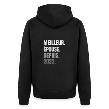 Meilleure épouse depuis 2022 - Veste à capuche bio Premium Unisexe - noir - Dos - Nico (187cm)