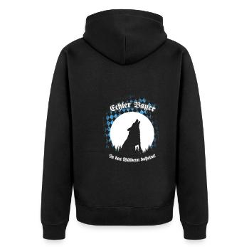 Echter Bayer - In den Wäldern daheim - Unisex Premium Bio Zip Hoodie - Schwarz - Hinten - Nico (187cm)