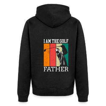 I am the Golf Father Golfer Papa Golfspieler - Unisex Premium Organic Zip Hoodie - black - Back - Nico (187cm)