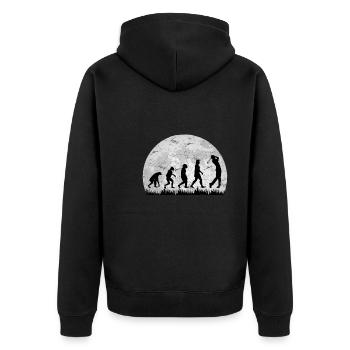 Golf Mond Golfer Golfspieler - Unisex Premium Bio Zip Hoodie - Schwarz - Hinten - Nico (187cm)