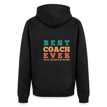 Lacrosse Coach Best Lacrosse Coach Ever - Unisex Premium Bio Zip Hoodie - Schwarz - Hinten - Nico (187cm)