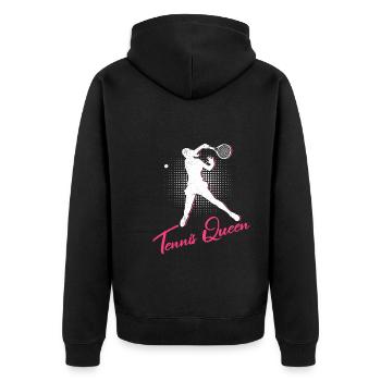 Tennis Königin Tennisspielerin Tennis Damen - Unisex Premium Bio Zip Hoodie - Schwarz - Hinten - Nico (187cm)