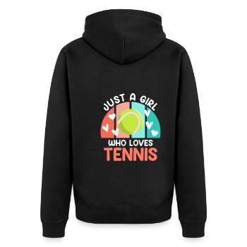 Juste une fille qui aime le tennis - Veste à capuche bio Premium Unisexe - noir - Dos - Nico (187cm)