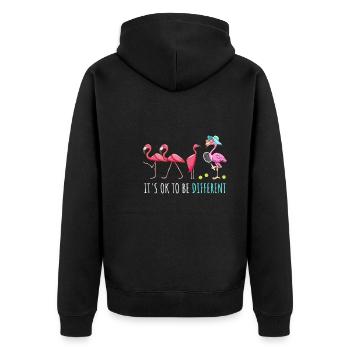 Tennis Damen Tennisspielerin Tennis Flamingo - Unisex Premium Bio Zip Hoodie - Schwarz - Hinten - Nico (187cm)