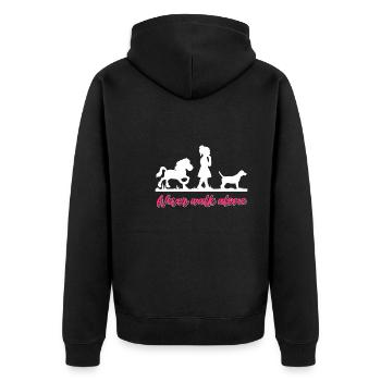 Pferd Hund Reiterin Pferde Mädchen - Unisex Premium Bio Zip Hoodie - Schwarz - Hinten - Nico (187cm)