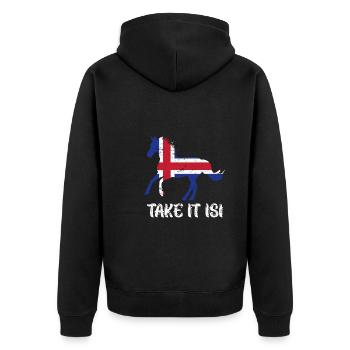Prenez-le Isi Cheval islandais - Veste à capuche bio Premium Unisexe - noir - Dos - Nico (187cm)