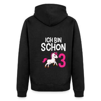 3 Jahre Mädchen 3. Geburtstag Mädchen - Unisex Premium Bio Zip Hoodie - Schwarz - Hinten - Nico (187cm)