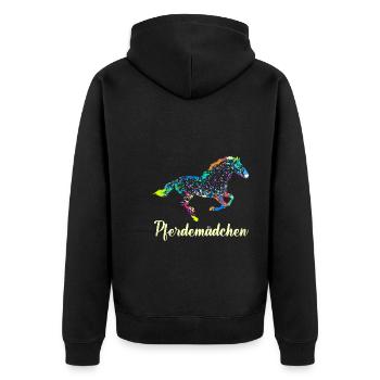 Pferdemädchen Reiterin Pferde Mädchen - Unisex Premium Bio Zip Hoodie - Schwarz - Hinten - Nico (187cm)