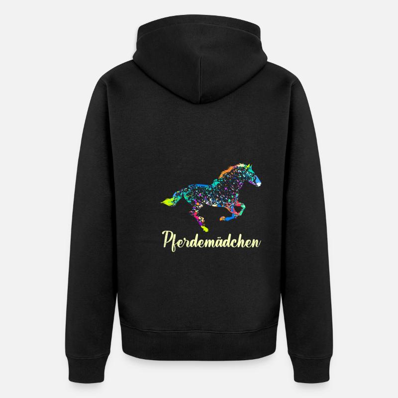 Pferdemädchen Reiterin Pferde Mädchen - Unisex Premium Bio Zip Hoodie - Schwarz