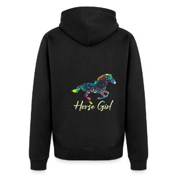 Horse Girl Rider Horse Girl - Unisex Premium Organic Zip Hoodie - black - Back - Nico (187cm)