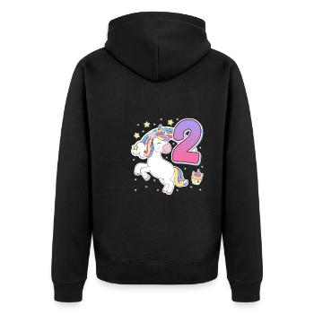 2 years 2nd birthday girl - Unisex Premium Organic Zip Hoodie - black - Back - Nico (187cm)