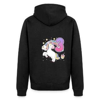 3. Geburtstag Mädchen Pferde Mädchen 3 Jahre - Unisex Premium Bio Zip Hoodie - Schwarz - Hinten - Nico (187cm)