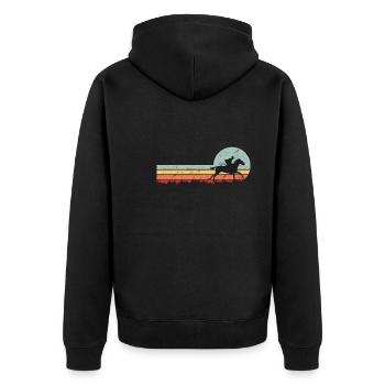 Horse Riding Rider Vintage - Unisex Premium Organic Zip Hoodie - black - Back - Nico (187cm)