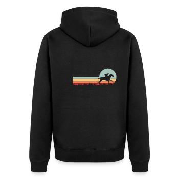 Horse Riding Rider Vintage - Unisex Premium Organic Zip Hoodie - black - Back - Nico (187cm)