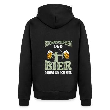 Bogenschießen und Bier Männer - Unisex Premium Bio Zip Hoodie - Schwarz - Hinten - Nico (187cm)