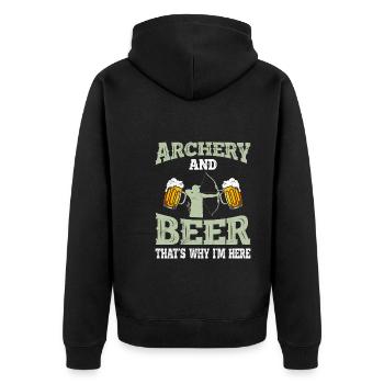 Bogenschießen und Bier Männer - Unisex Premium Bio Zip Hoodie - Schwarz - Hinten - Nico (187cm)