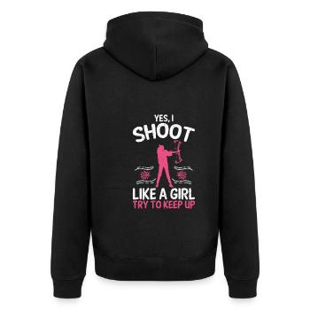 Oui je tire comme une fille archer - Veste à capuche bio Premium Unisexe - noir - Dos - Nico (187cm)