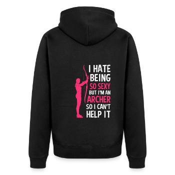 Sexy Bogenschützin Bogenschießen Damen - Unisex Premium Bio Zip Hoodie - Schwarz - Hinten - Nico (187cm)