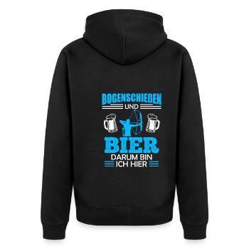 Bogenschießen und Bier Männer - Unisex Premium Bio Zip Hoodie - Schwarz - Hinten - Nico (187cm)