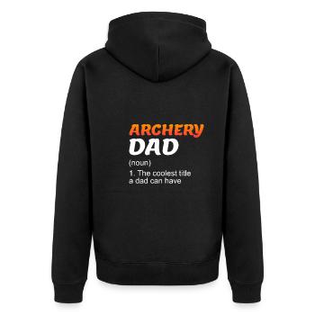 Archer Papa Archery - Unisex Premium Organic Zip Hoodie - black - Back - Nico (187cm)