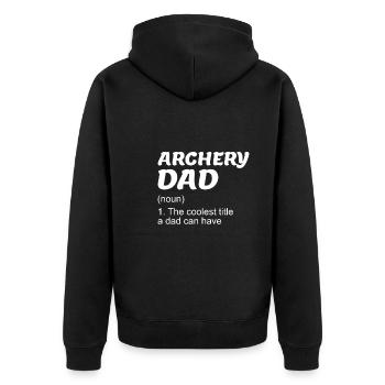 Archer Papa Archery - Unisex Premium Organic Zip Hoodie - black - Back - Nico (187cm)