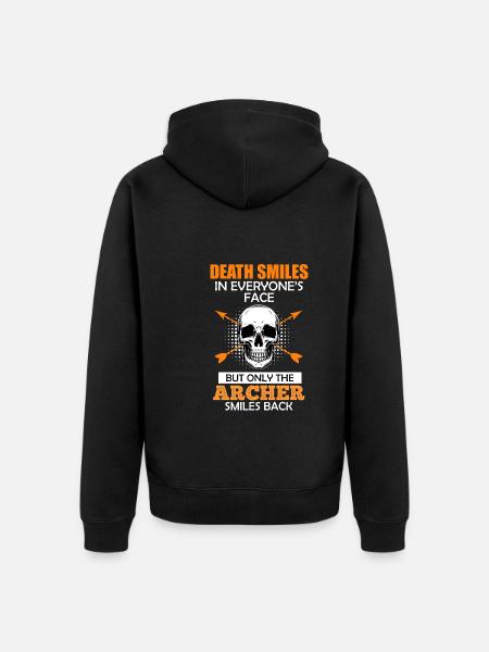 Archer smiles Archery saying - Unisex Premium Organic Zip Hoodie - black