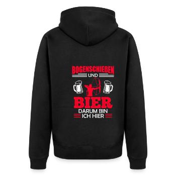 Bogenschießen und Bier Männer - Unisex Premium Bio Zip Hoodie - Schwarz - Hinten - Nico (187cm)