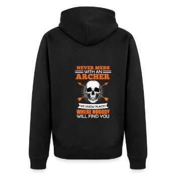 Don't mess with archers - Unisex Premium Organic Zip Hoodie - black - Back - Nico (187cm)
