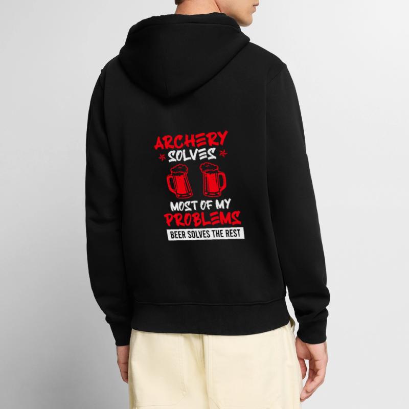 Archery solves my problems beer the rest Unisex Premium Organic Zip Hoodie