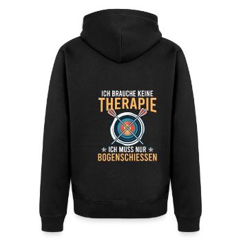 Muss nur Bogenschießen Bogensport - Unisex Premium Bio Zip Hoodie - Schwarz - Hinten - Nico (187cm)