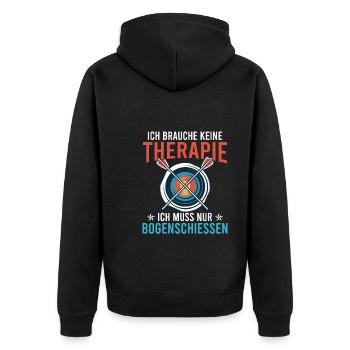 Muss nur Bogenschießen Bogensport - Unisex Premium Bio Zip Hoodie - Schwarz - Hinten - Nico (187cm)