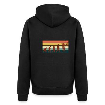 Archery Evolution Bogenschießen - Unisex Premium Bio Zip Hoodie - Schwarz - Hinten - Nico (187cm)