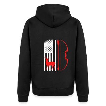 Archer Hunter USA Archery - Unisex Premium Organic Zip Hoodie - black - Back - Nico (187cm)