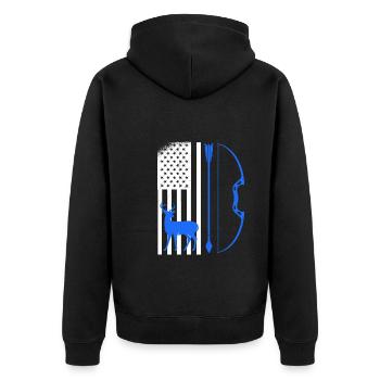 Archer Hunter USA Archery - Unisex Premium Organic Zip Hoodie - black - Back - Nico (187cm)
