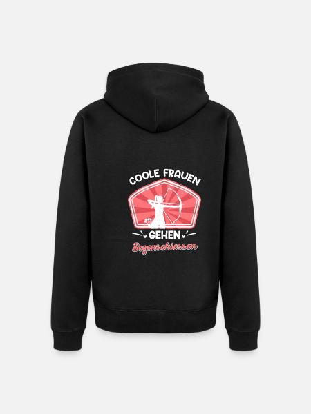 Coole Frauen gehen Bogenschießen - Unisex Premium Bio Zip Hoodie - Schwarz