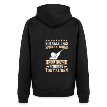 Tontaubenschießen Opa Tontauben - Unisex Premium Bio Zip Hoodie - Schwarz - Hinten - Nico (187cm)