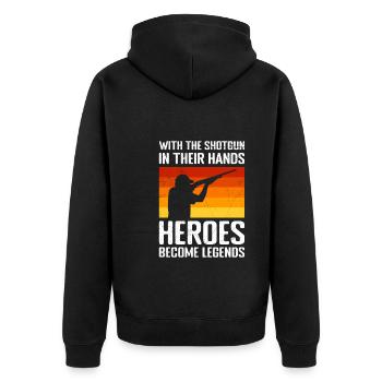 Tontaubenschießen - Unisex Premium Bio Zip Hoodie - Schwarz - Hinten - Nico (187cm)